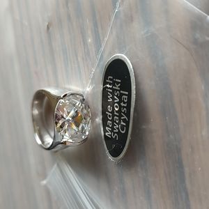 Clear Swarovski Crystal Solitaire Ring, Sz 4